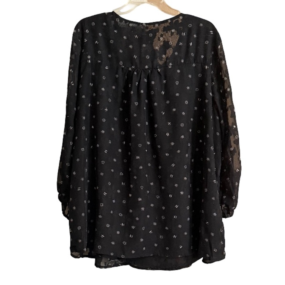 Skies Are Blue Black Polka Dot Blouse NWT Size 1X - Picture 3 of 8